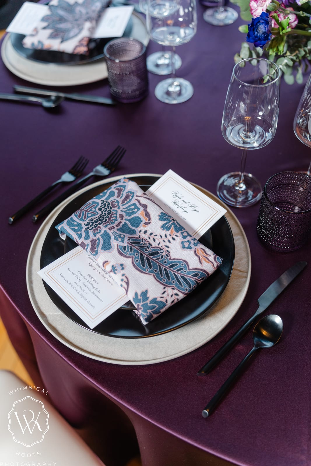 Classic Solid Eggplant at a Windy City Linen event