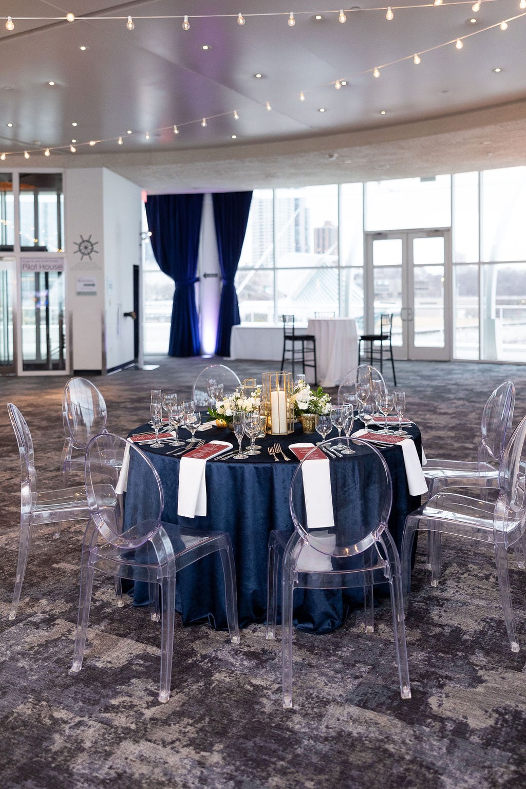 Velvet Midnight Blue at a Windy City Linen event